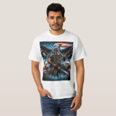 T-shirt Aigle et drapeau américains combinés avec Warrier (Devant entier)