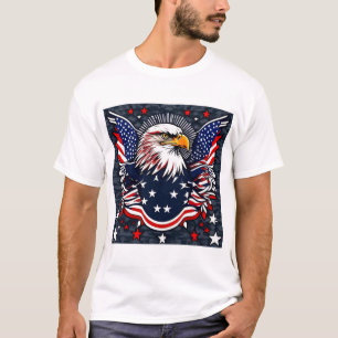 T-shirt Aigle et Drapeau de l'Amérique - Oeuvre patriotiqu