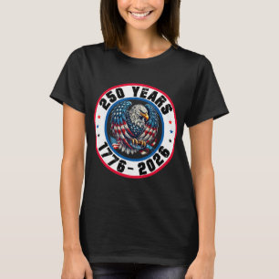 T-shirt Aigle Et Drapeau Rouge Blanc Bleu 250 Ans 1776-202