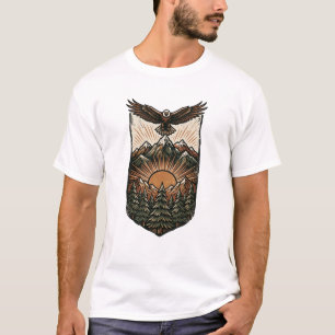 T-shirt Aigle majestueux sur les montagnes au lever du sol
