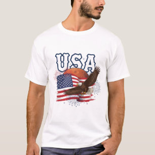 T-shirt Aigle patriotique américain avec design de la plan