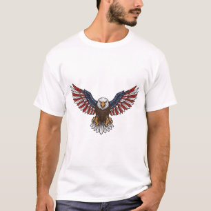 T-shirt Aigle patriotique gravure vintage vecteur design_1