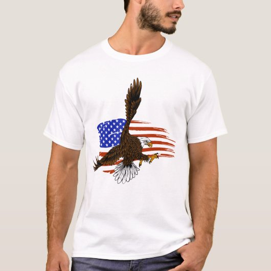 T-shirt Aigle vectoriel américain contre drapeau usa (Devant)
