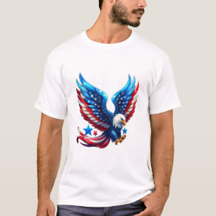 T-shirt Aigle volant blanc Aigle rouge américain Royal