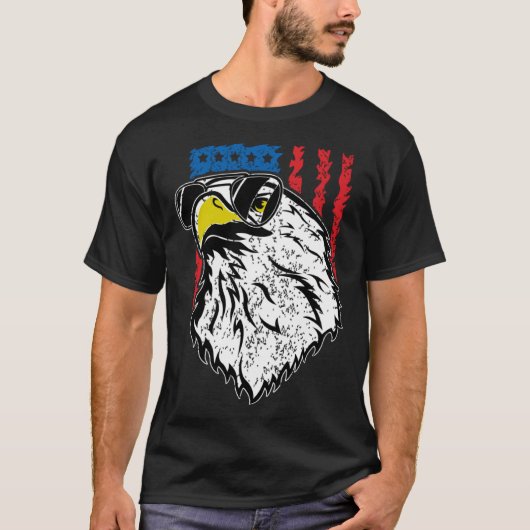 T-shirt Aigles volant lunettes de soleil et drapeau améric (Devant)