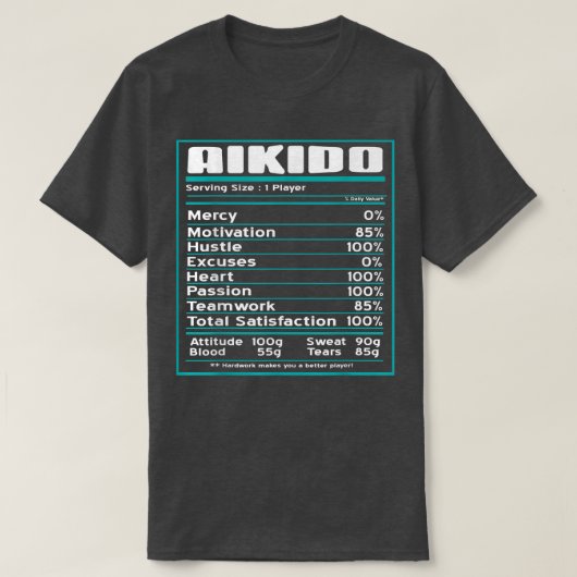 T-shirt Aikido Cool drôle Faits nutritionnels présents Cad (Design devant)