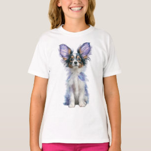 T-shirt Aile de Papillon Violet Papillon Chien Enfants