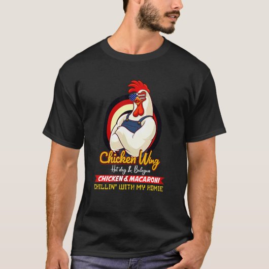 T-shirt Aile De Poulet Cuite Aile De Poulet Chaud Chien Et (Devant)