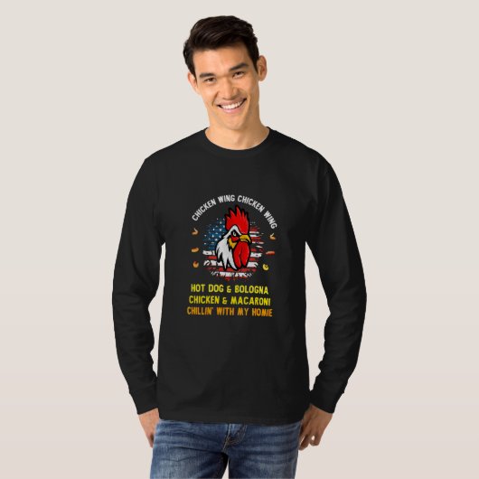 T-shirt Aile De Poulet Cuite Aile De Poulet Chaud Chien Et (Devant entier)