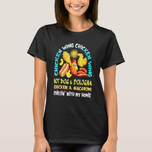 T-shirt Aile De Poulet Cuite Aile De Poulet Chaud Chien Et (Devant)
