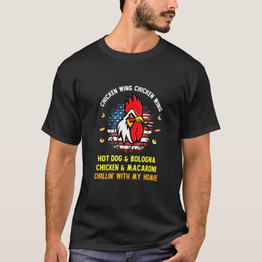 T-shirt Aile De Poulet Cuite Aile De Poulet Chaud Chien Et (Devant)