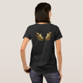 T-shirt Ailes d'Ange d'or sur arrière - plan noir (Dos entier)