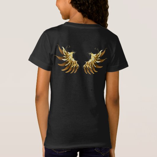 T-Shirt Ailes d'Ange d'or sur arrière - plan noir (Dos)