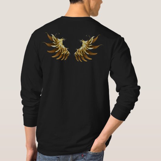 T-shirt Ailes d'Ange d'or sur arrière - plan noir (Dos)
