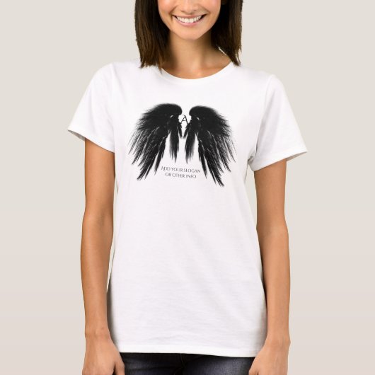 T-shirt AILES D'ANGE NOIR Monogramme avant (Devant)
