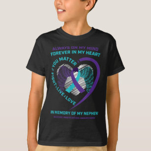 T-shirt Ailes de cœur en mémoire d'un neveu pour la sensib