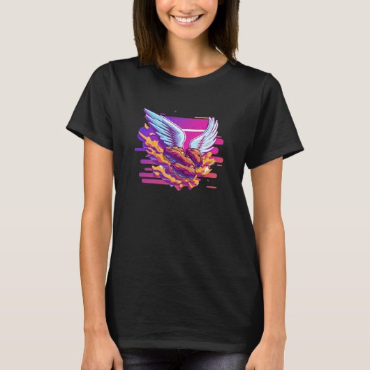 T-shirt Ailes de poulet Synthwave 80s Rétrowave Esthétique (Devant)