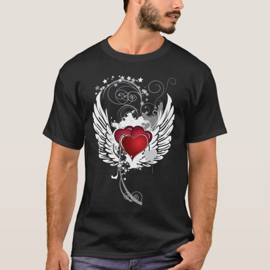T-shirt Ailes grunges de coeurs (Devant)