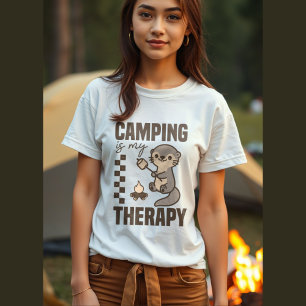 T-shirt Aimable loutre avec le camping dire