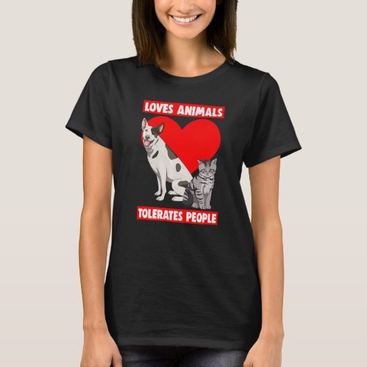 T-shirt Aime Animaux Tolère Personnes Animaux Animaux Anim (Devant)