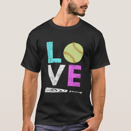 T-shirt Aime le softball le plus (Devant)