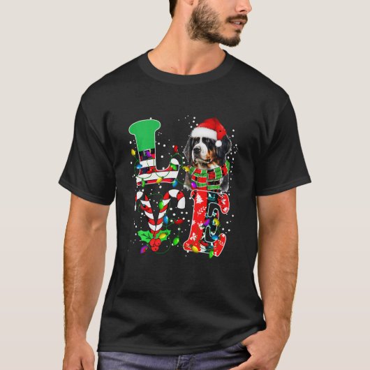 T-shirt Aimer Bernese Mountain Dog Noël avec Père Noël Elf (Devant)
