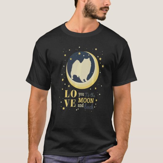 T-shirt Aimer Chien Keeshond À La Lune (Devant)