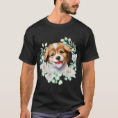 T-shirt Aimer Chiot avec Roses Blanches (Devant)