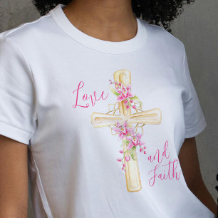 T-shirt Aimer et foi couleur croisée florale