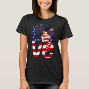 T-shirt Aimer Gnome Us Drapeau 4 juillet Anniversaire Inde