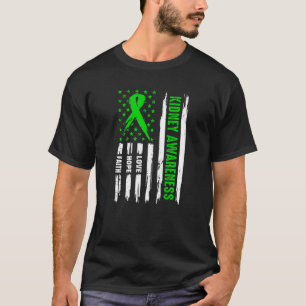 T-shirt Aimer Hope Faith Support Green American Flag Kidne