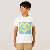 T-shirt Aimer jaune sur bleu (Devant entier)
