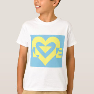 T-shirt Aimer jaune sur bleu