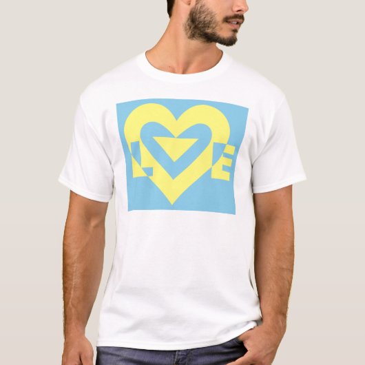 T-shirt Aimer jaune sur bleu (Devant)