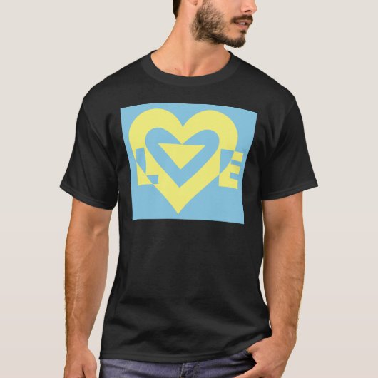 T-shirt Aimer jaune sur bleu (Devant)