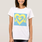 T-shirt Aimer jaune sur bleu (Devant)