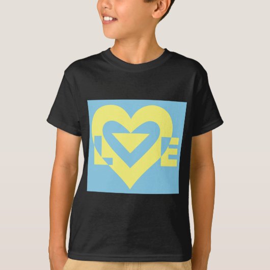 T-shirt Aimer jaune sur bleu (Devant)