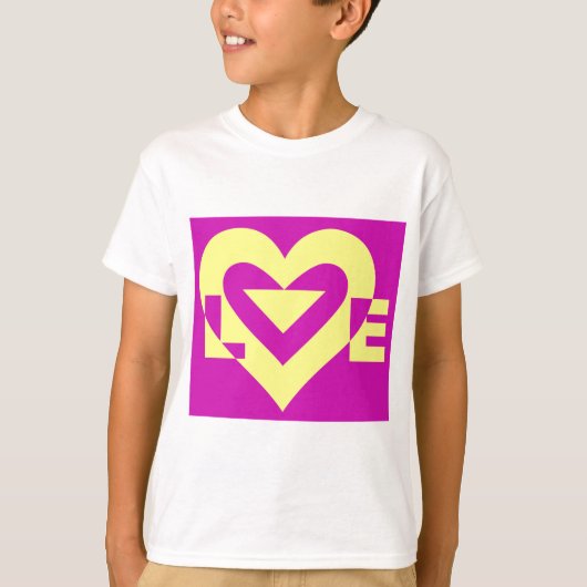 T-shirt Aimer Jaune sur violet (Devant)