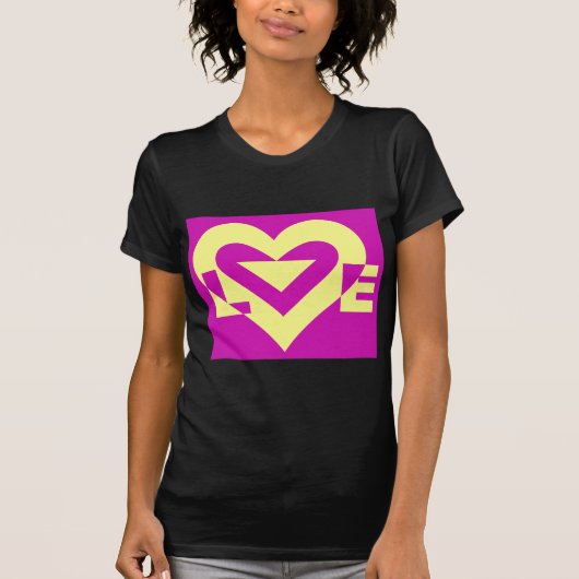 T-shirt Aimer Jaune sur violet (Devant)