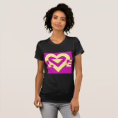 T-shirt Aimer Jaune sur violet (Devant entier)