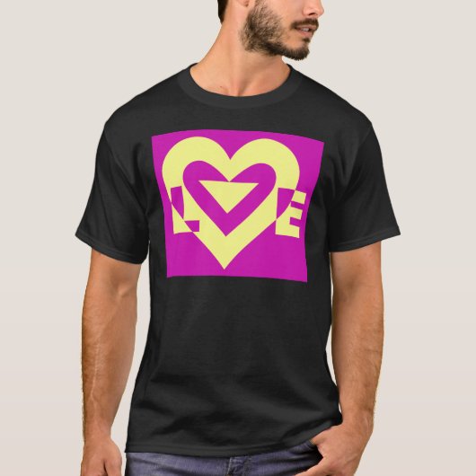 T-shirt Aimer Jaune sur violet (Devant)
