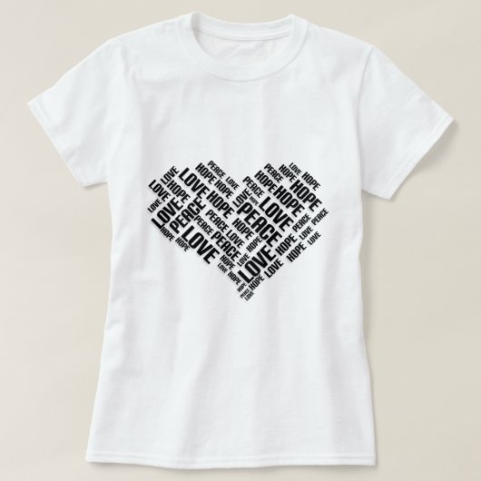 T-shirt AIMER LA PAIX ESPOIR Chic Word Cloud élégant (Design devant)