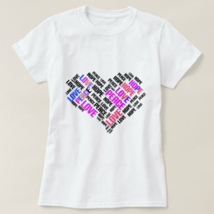 T-shirt AIMER LA PAIX ESPOIR Chic Word Cloud élégant