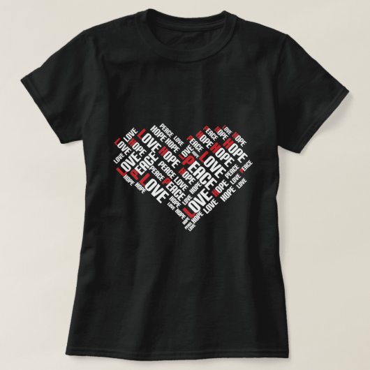 T-shirt AIMER LA PAIX ESPOIR Chic Word Cloud élégant (Design devant)