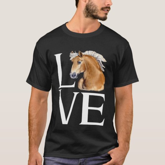 T-shirt Aimer le cheval Haflinger mignon (Devant)