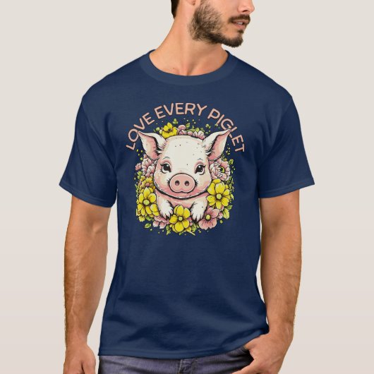 T-shirt Aimer les cochons en fleurs (Devant)