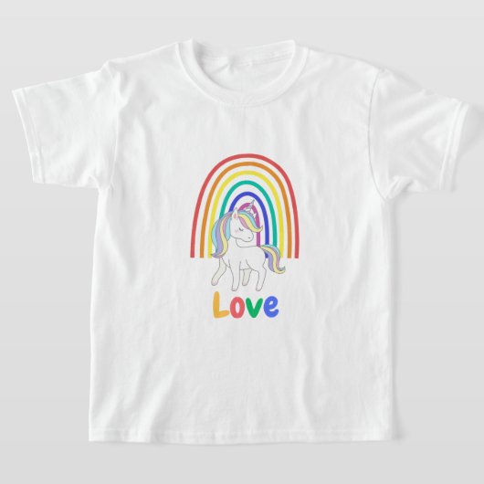 T-shirt Aimer licorne arc-en-ciel (Poser)