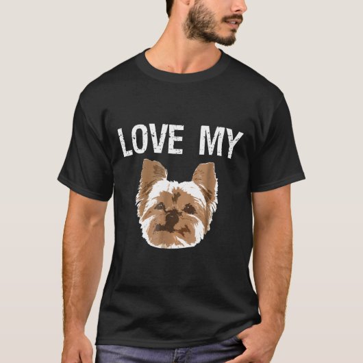 T-shirt Aimer Mon Yorkie Yorkshire Terrier Propriétaire Id (Devant)