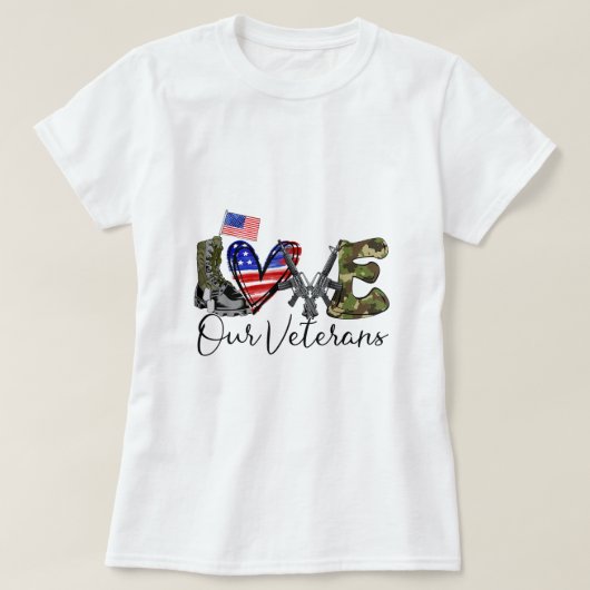 T-shirt Aimer nos anciens combattants US Cadeaux militaire (Design devant)