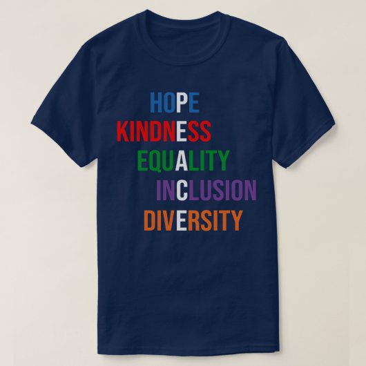 T-shirt Aimer Paix Égalité Inclusion Kindness 1 (Design devant)